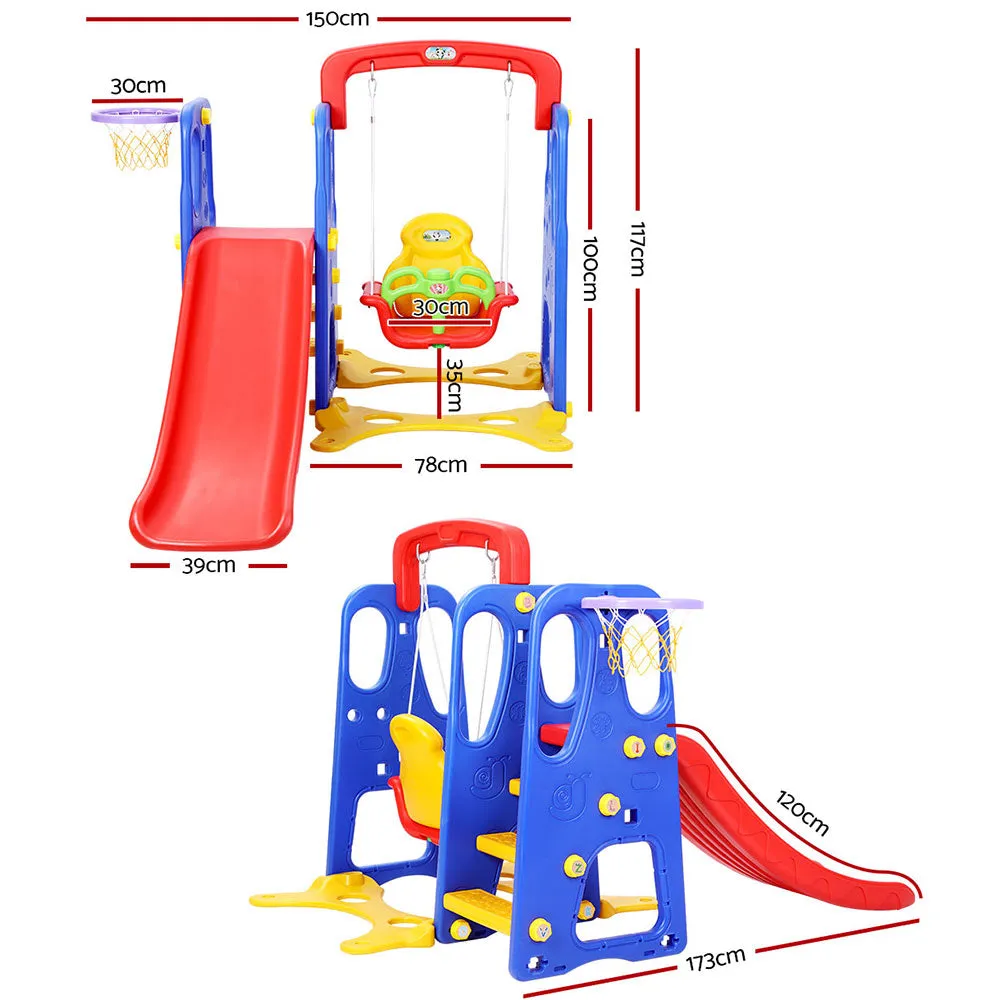 3-in-1 Kids Slide, Swing & Hoop Set 120cm | Keezi