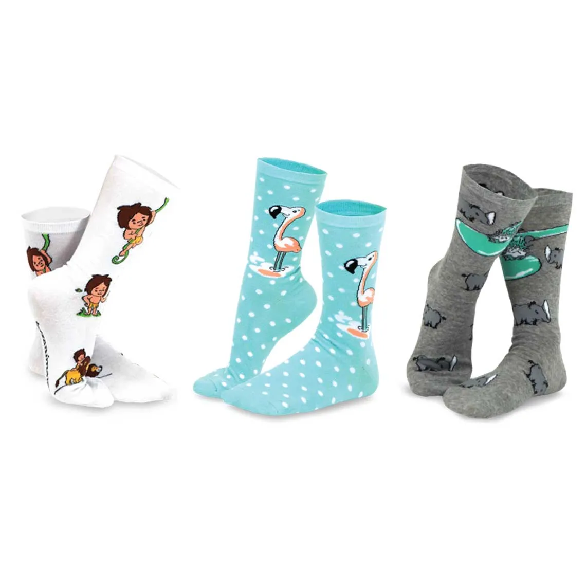 3 Pair Jungle Fun Crew Socks