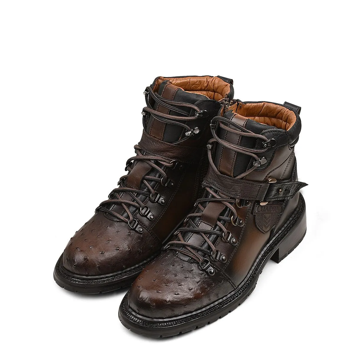 4J08A3 - Cuadra brown casual fashion ostrich ankle boots for men