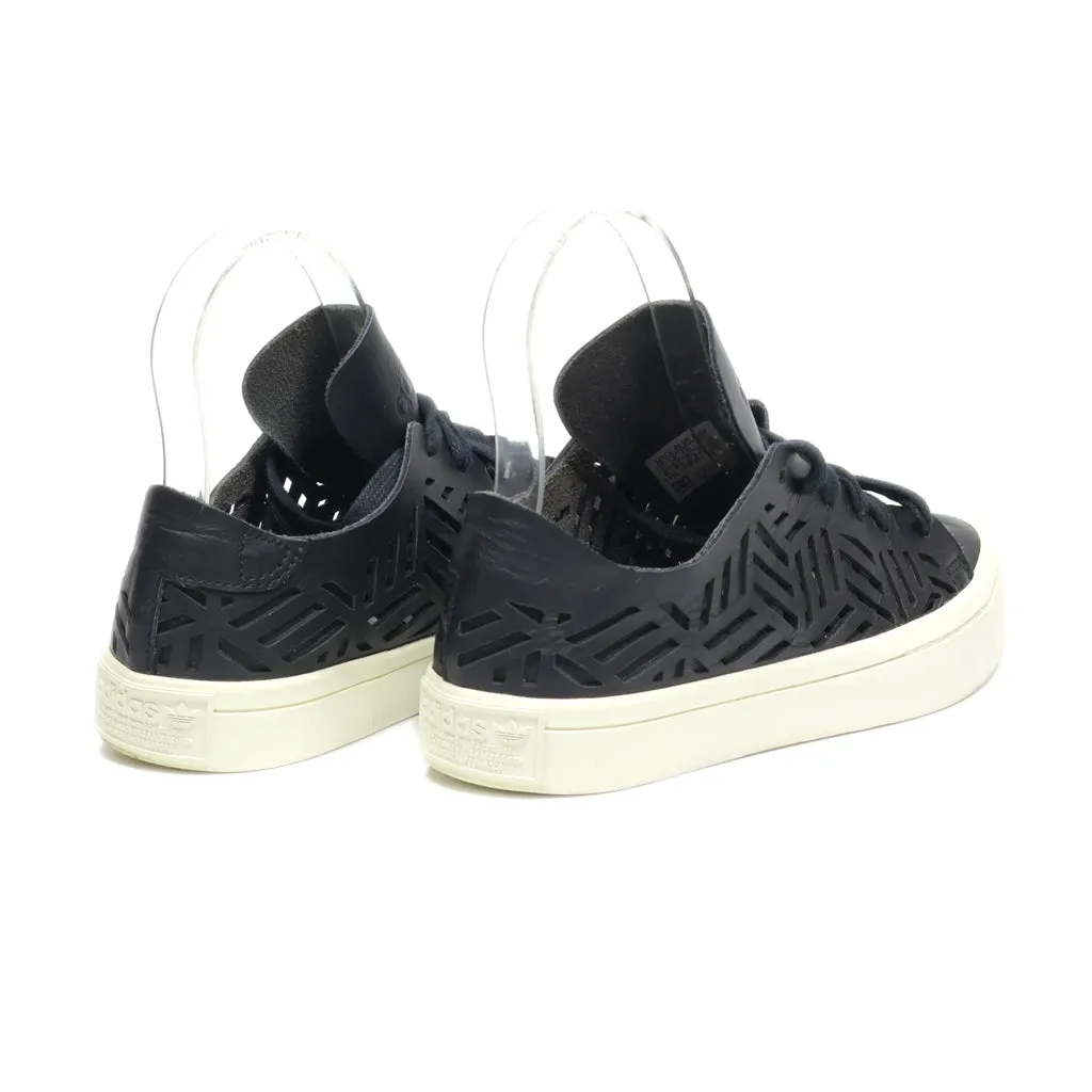 Adidas Courtvantage Cutout Sneakers Leather Black Colour For Kids