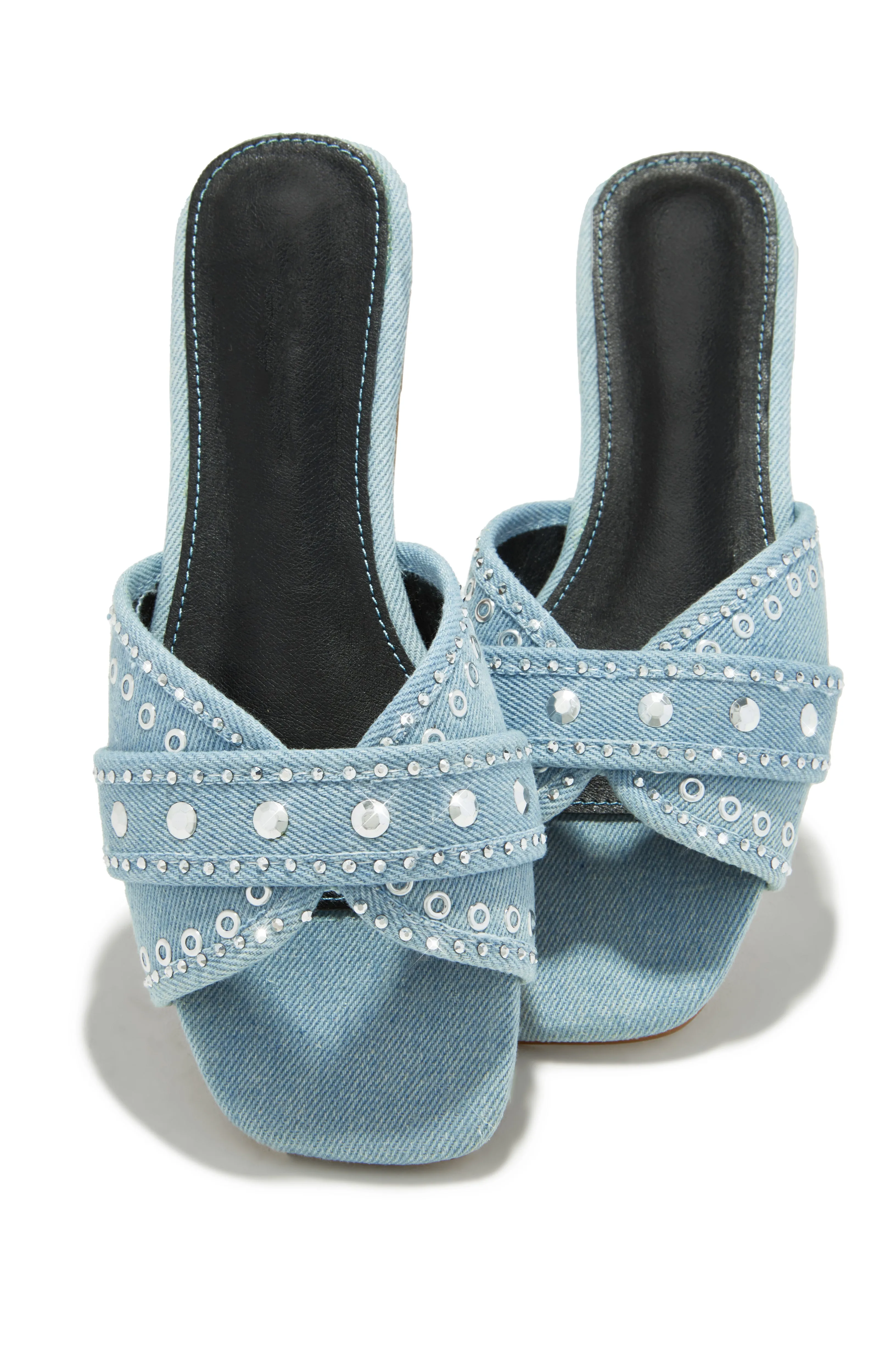 Aya Slip On Sandals - Light Denim