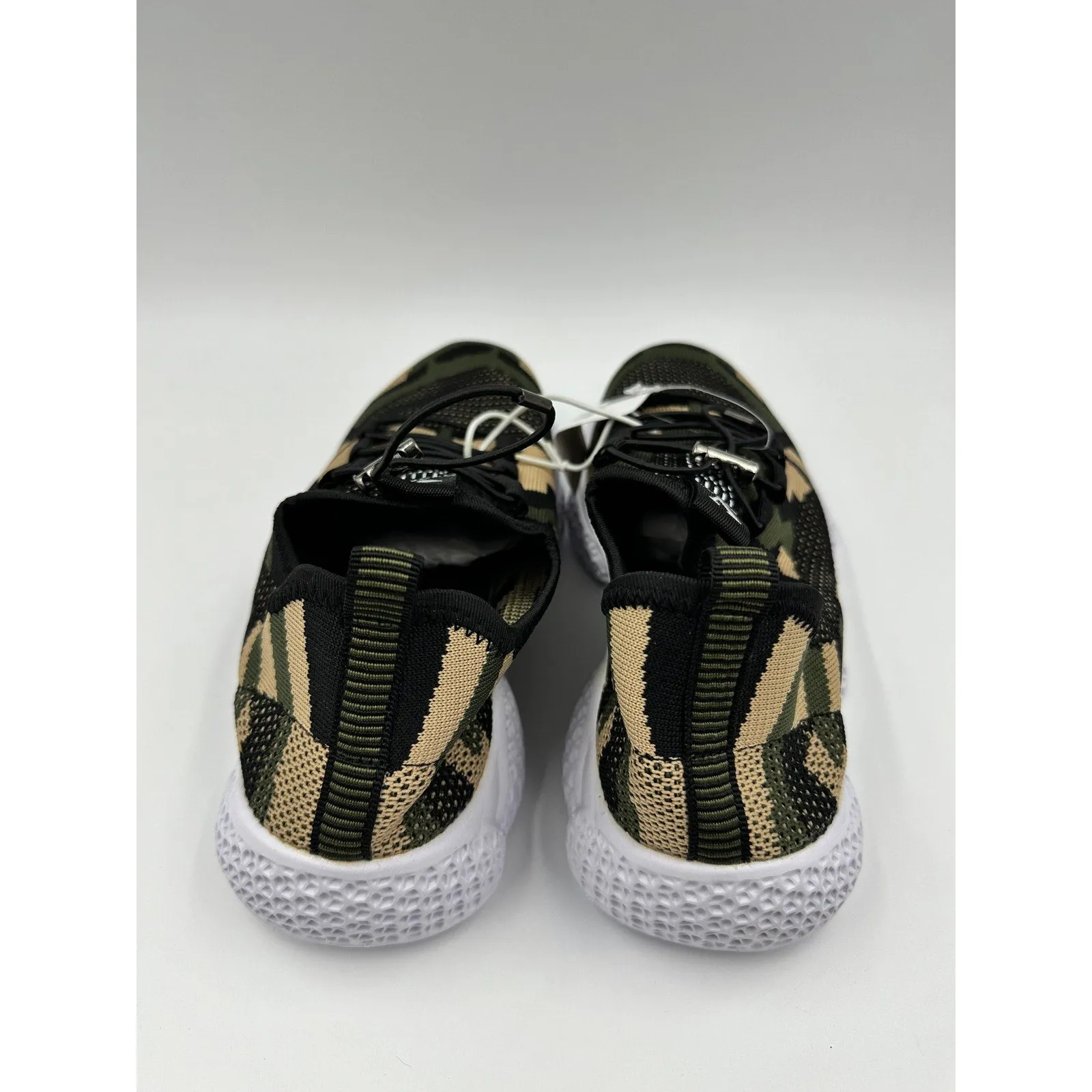 Big Kid Size 4, Camo Design Slip-on Sneakers with Elastic Synch Laces