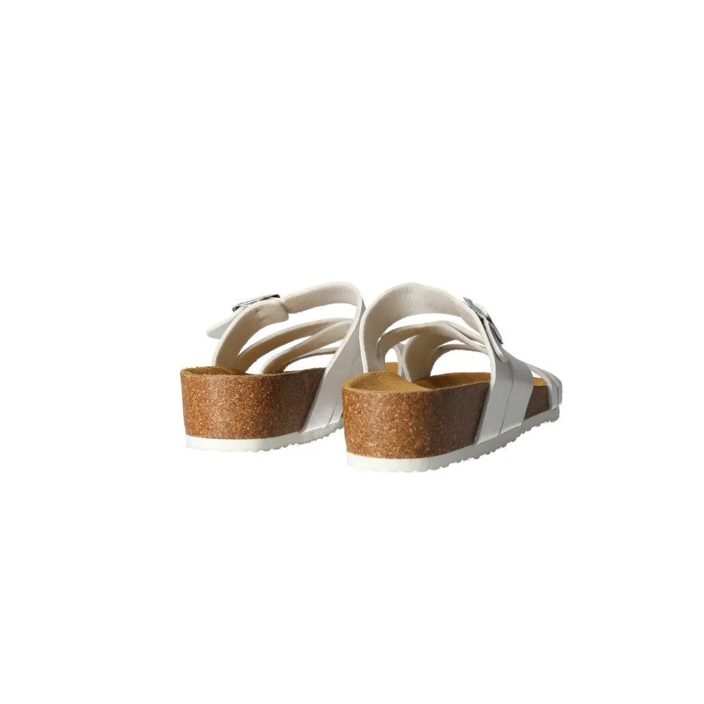 Bio Life Strap Sandals Sliders Leather White Colour For Women