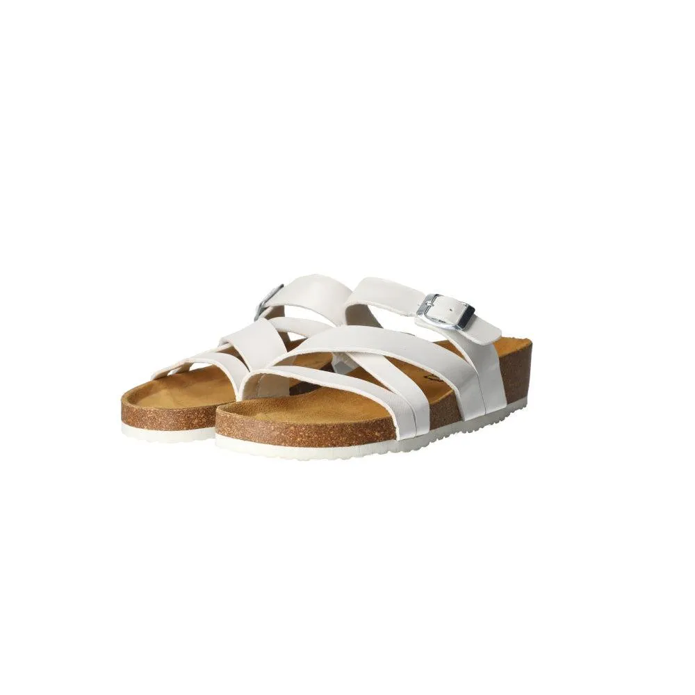 Bio Life Strap Sandals Sliders Leather White Colour For Women