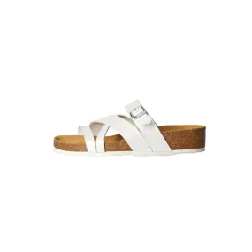 Bio Life Strap Sandals Sliders Leather White Colour For Women