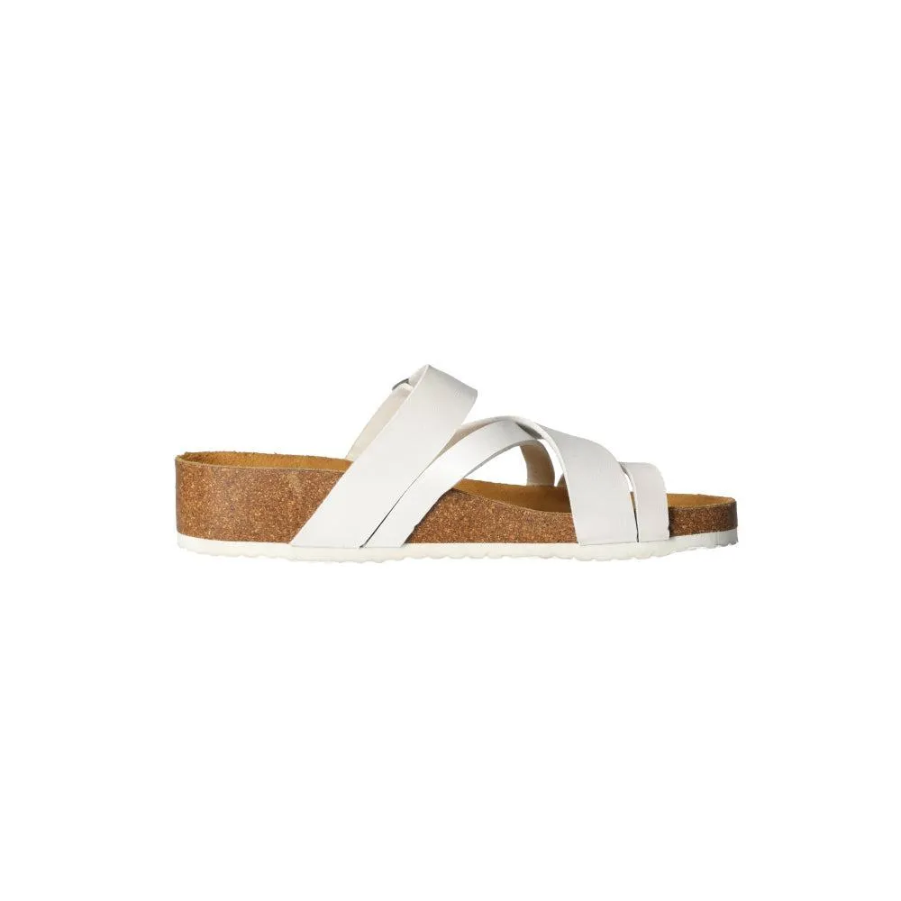 Bio Life Strap Sandals Sliders Leather White Colour For Women