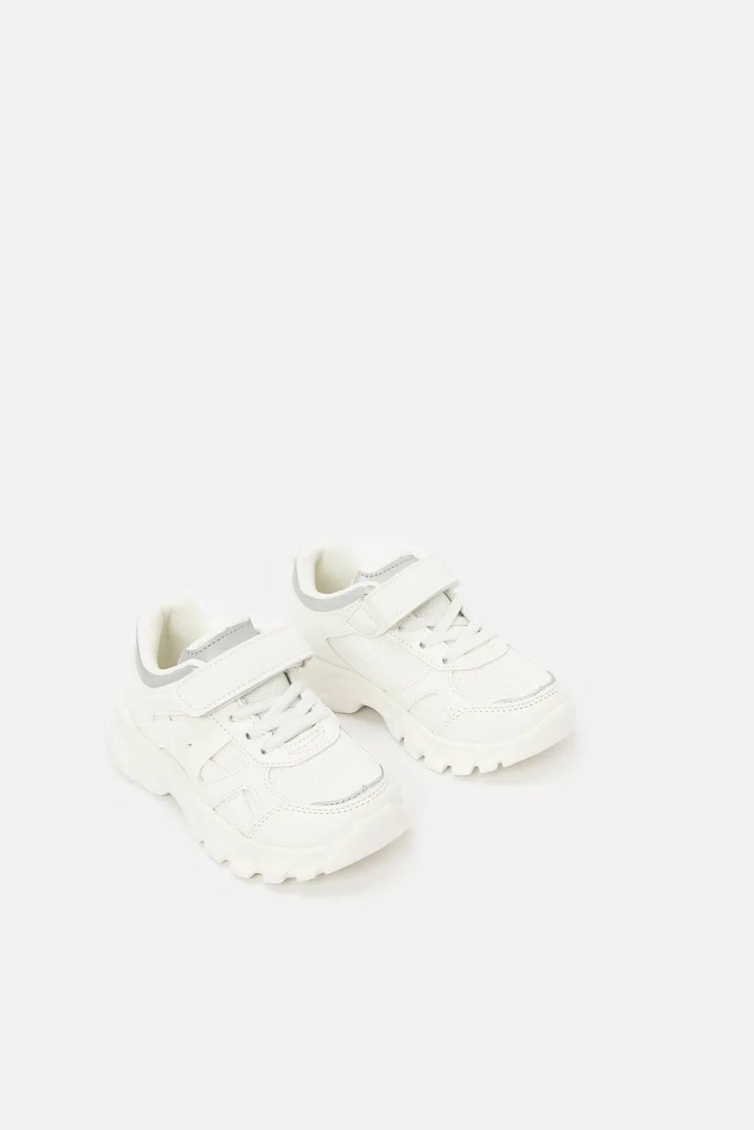 Boys White Material Block Sneakers