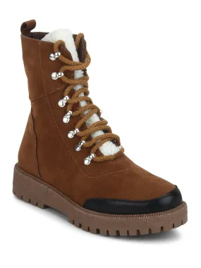 Brown SU Lace-Up Ankle Boots