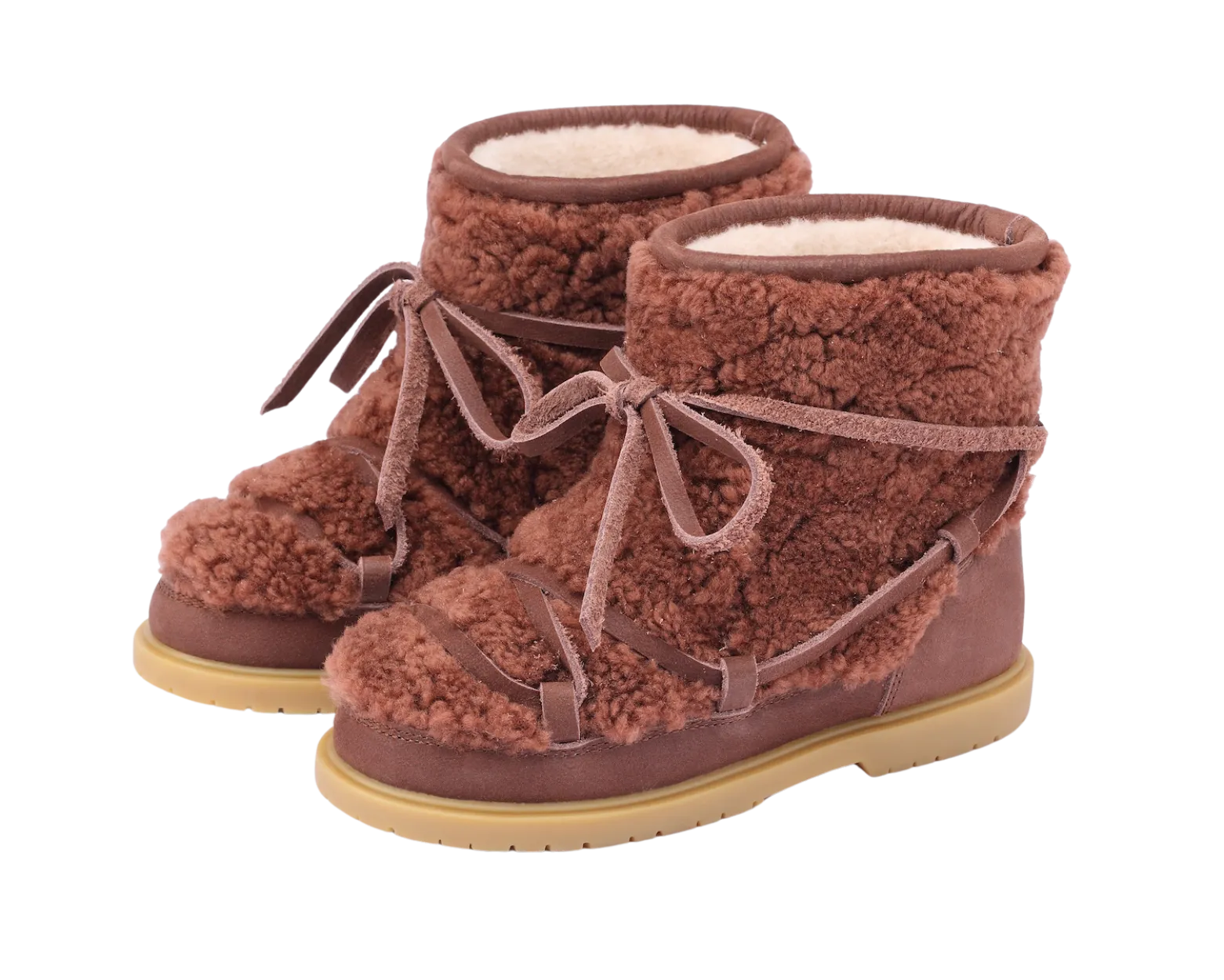 Cassia Boots | Brown Curly Sheep Wool