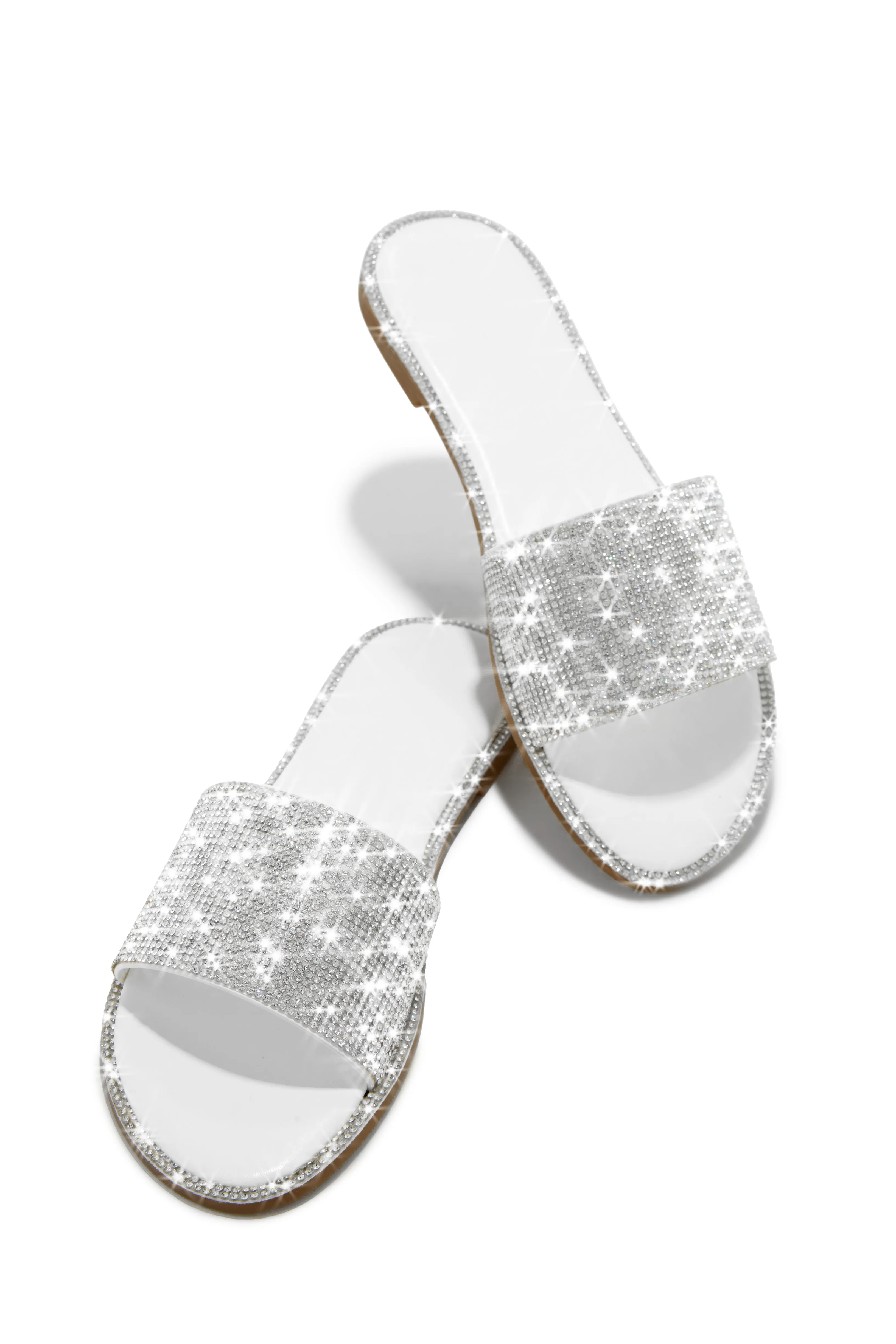 Destination Party Embellished Slip On Sandals - White