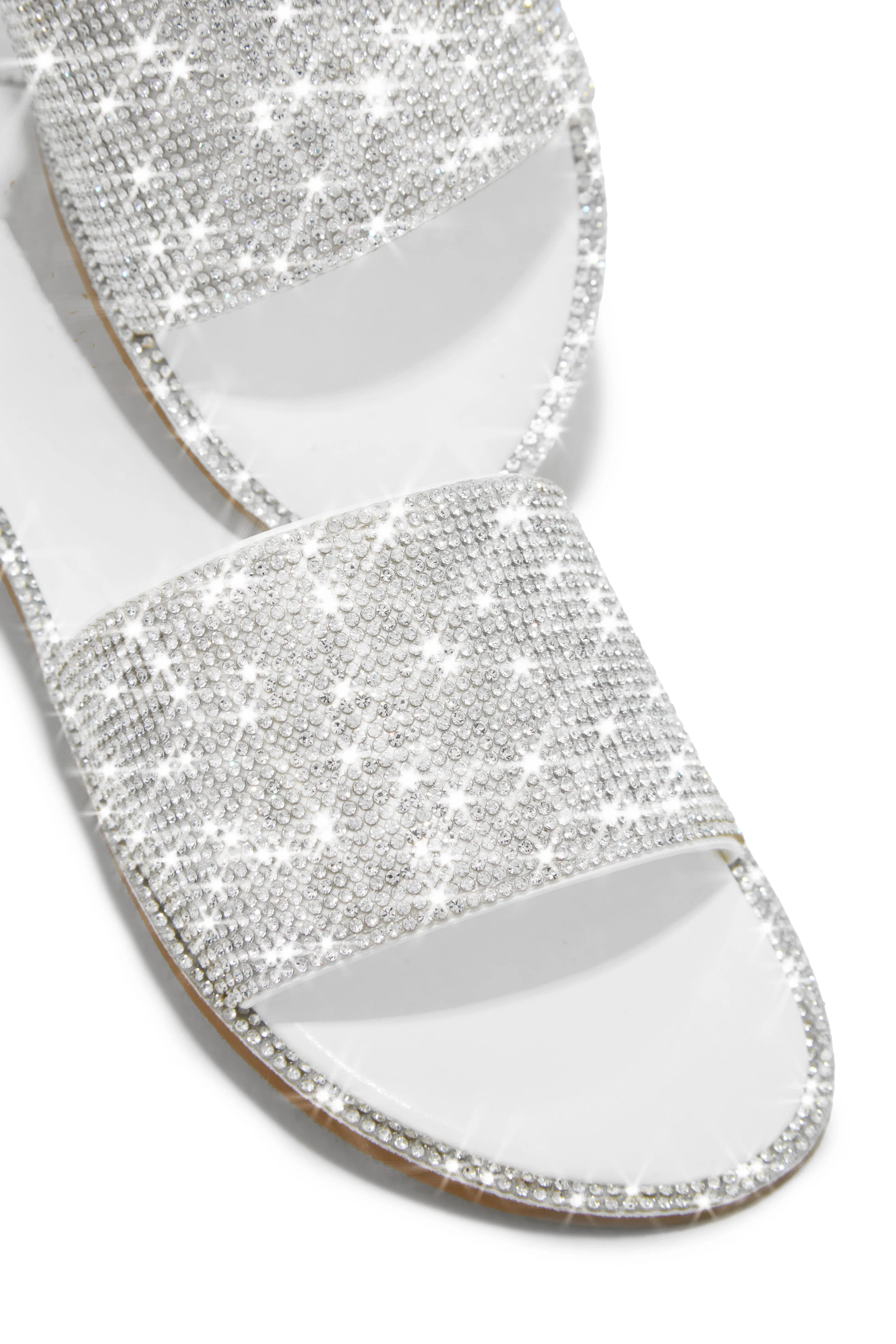 Destination Party Embellished Slip On Sandals - White