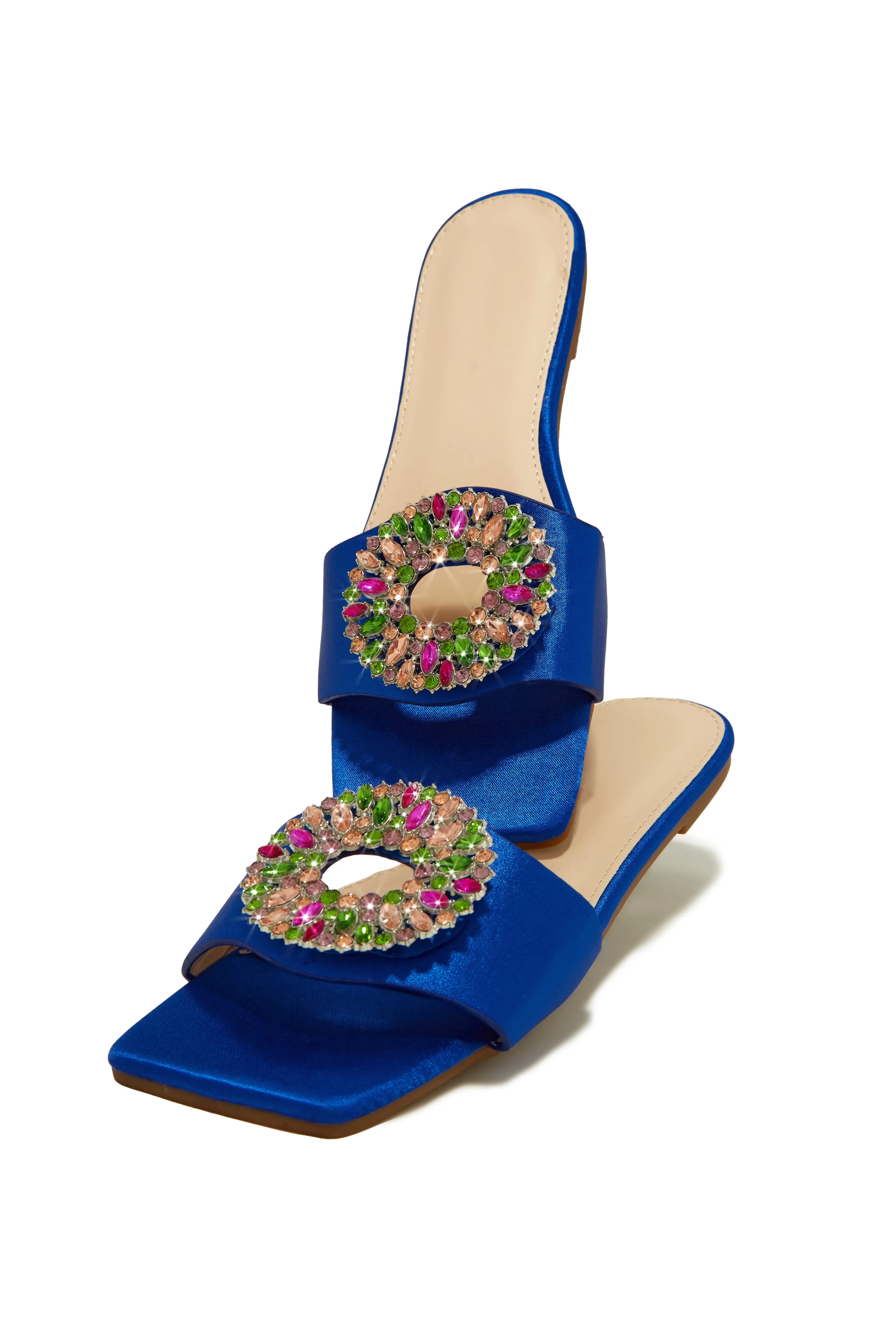 Dolce Summer Embellished Slip On Sandals - Blue