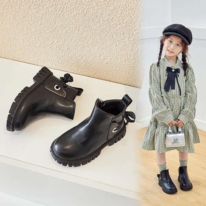 Fashion Children Platform Boots with Back Strape Princess Girl Runway Show Short Boots