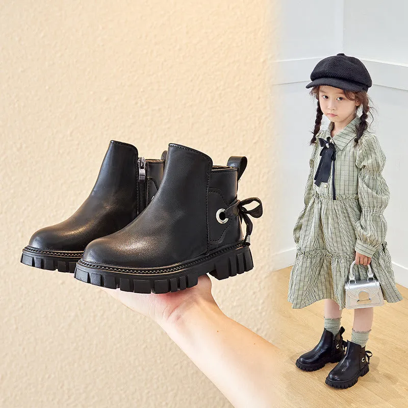 Fashion Children Platform Boots with Back Strape Princess Girl Runway Show Short Boots