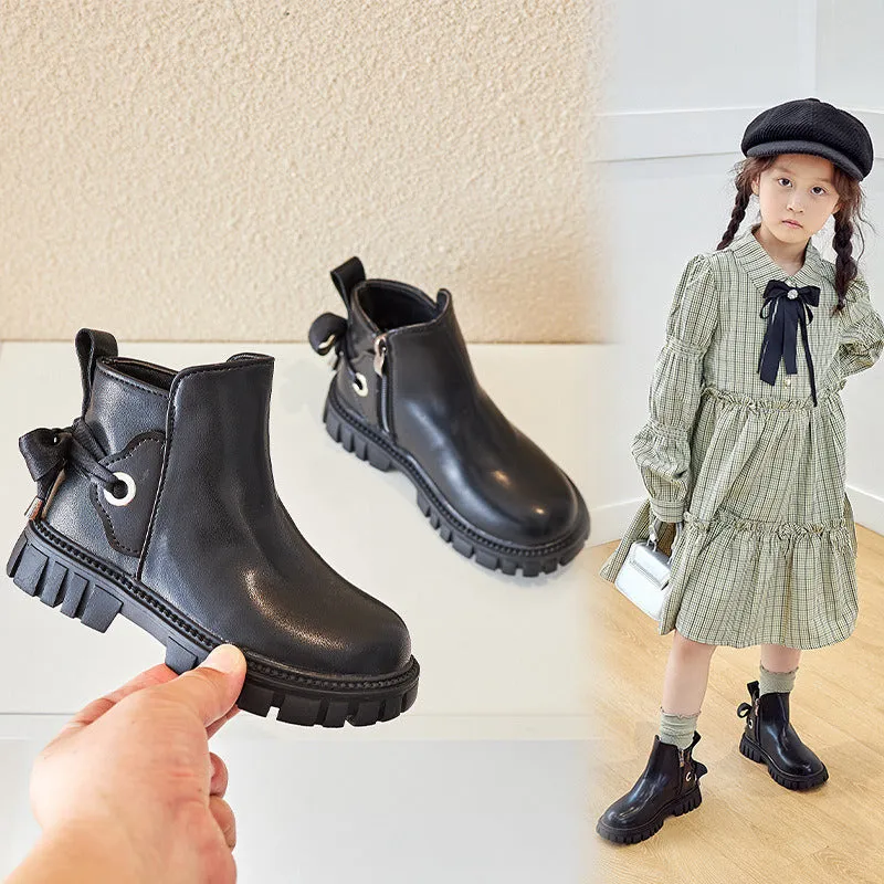 Fashion Children Platform Boots with Back Strape Princess Girl Runway Show Short Boots