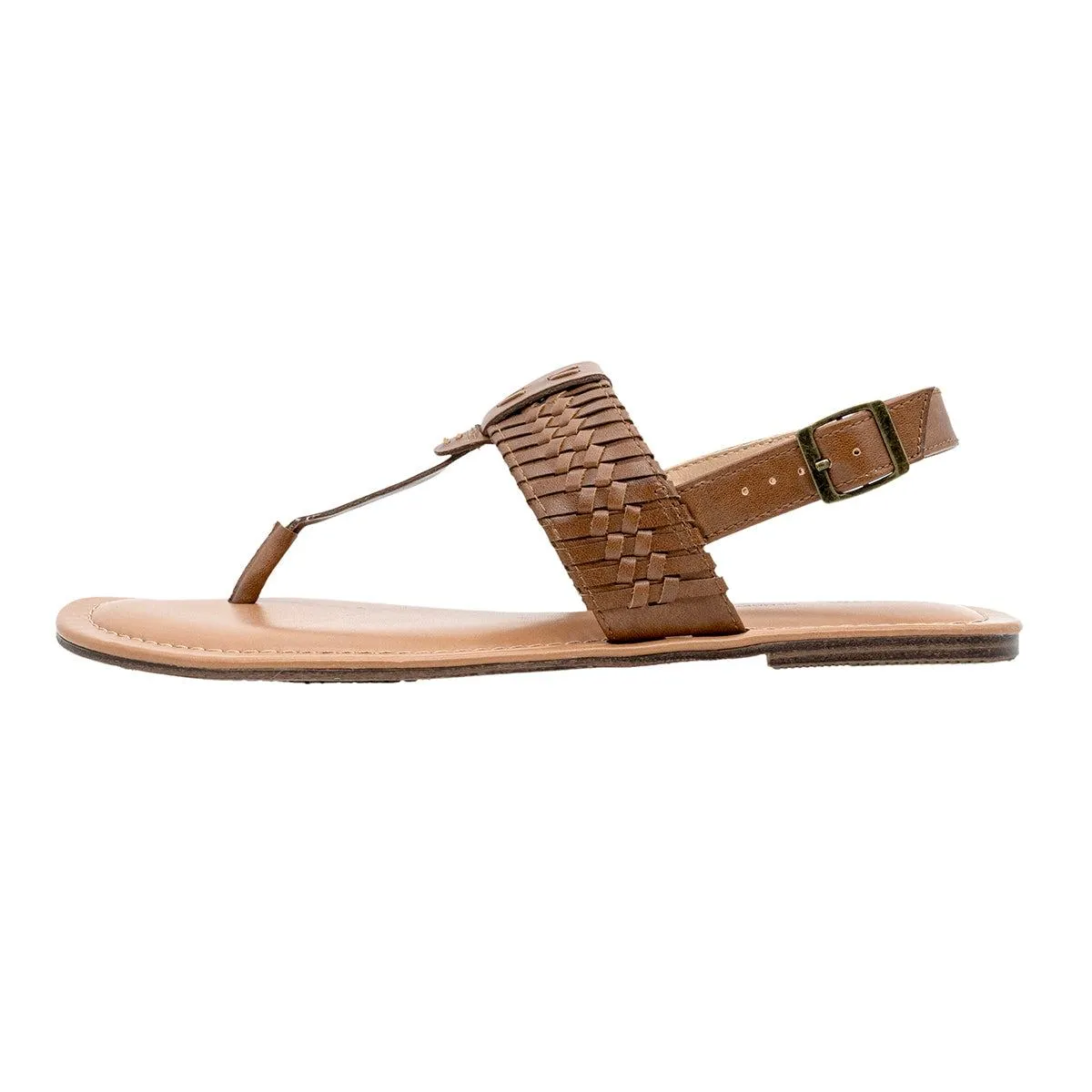 George Quake Flat Sandals Leather Brown Colour For Women