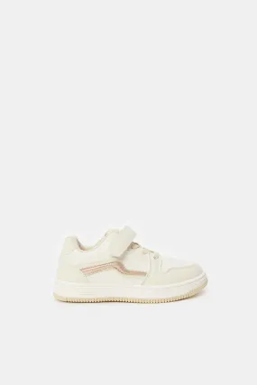 Girls Cream Velcro Sneakers