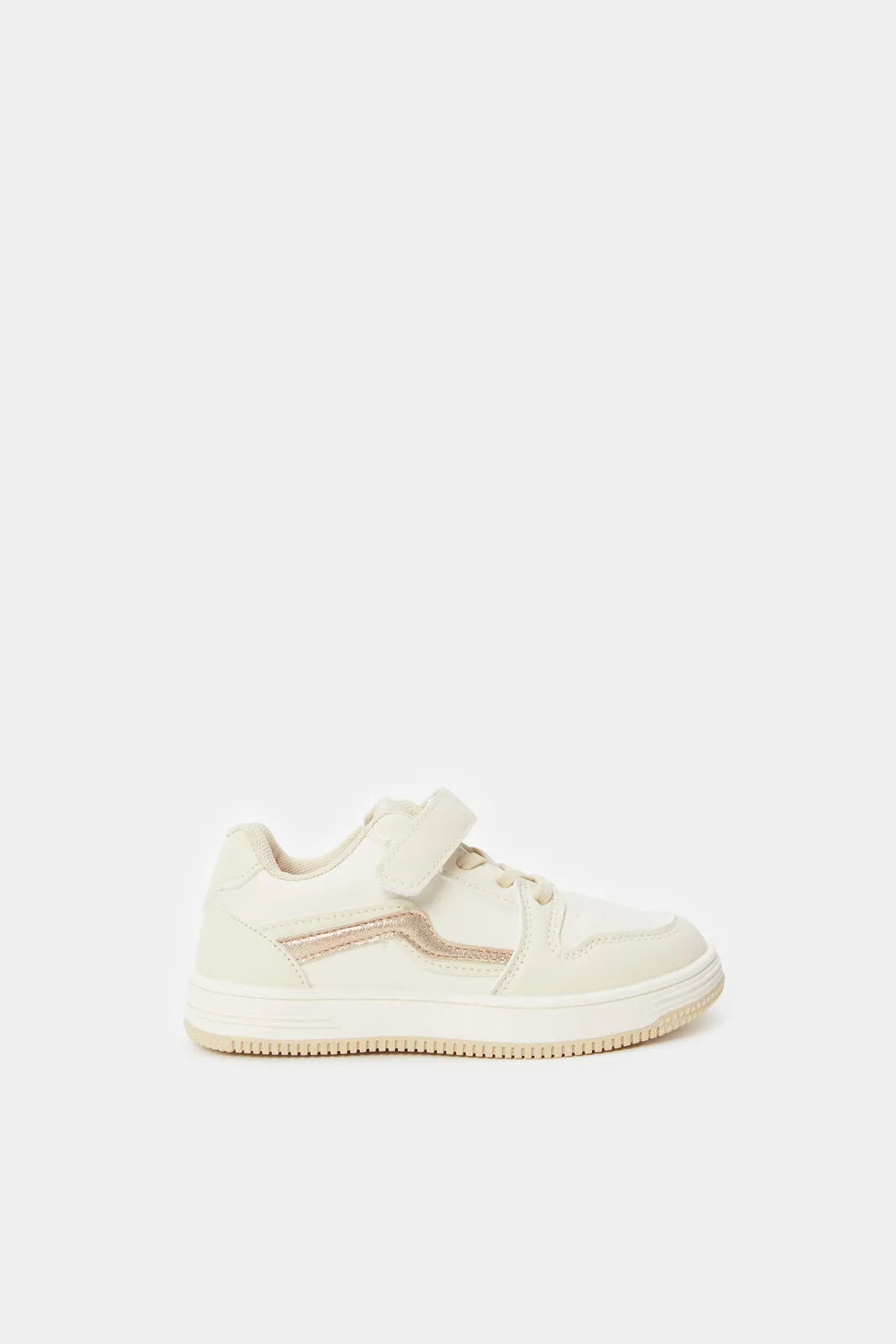 Girls Cream Velcro Sneakers