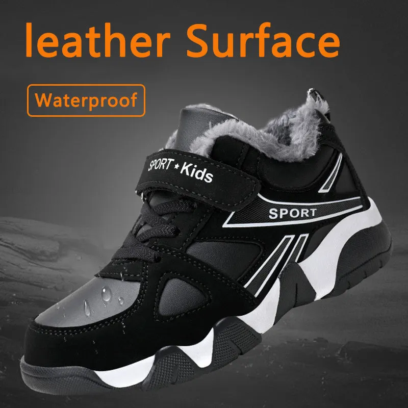 Kid Sneakers Outdoor Boots Plus Warm Fur Running Shoes