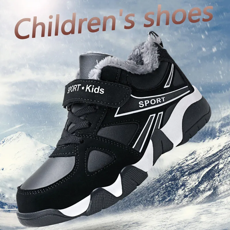 Kid Sneakers Outdoor Boots Plus Warm Fur Running Shoes