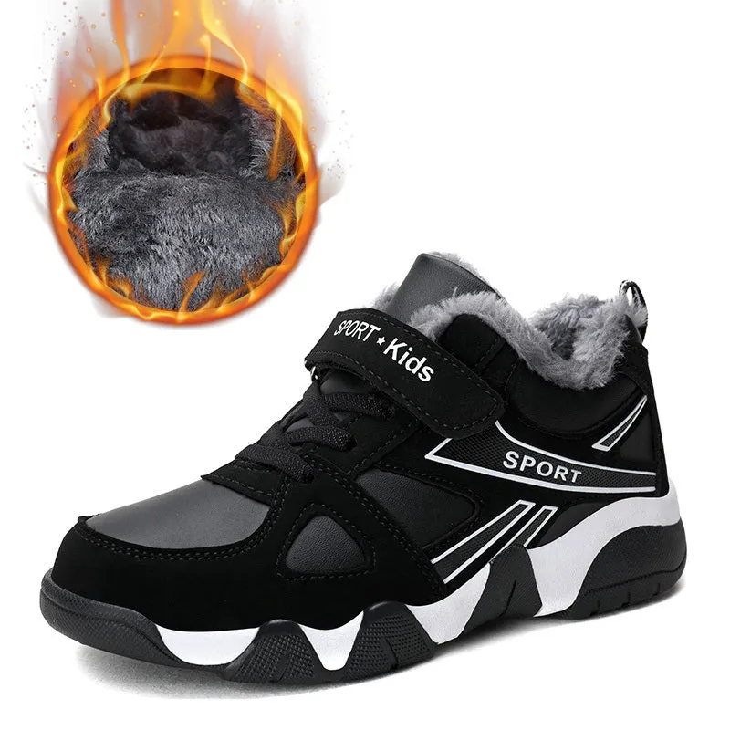 Kid Sneakers Outdoor Boots Plus Warm Fur Running Shoes