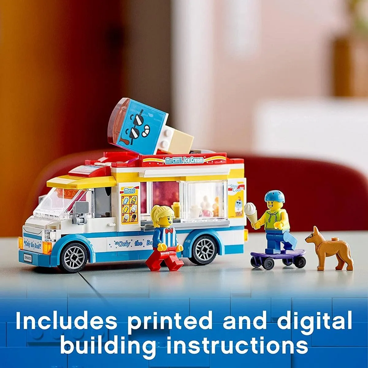 LEGO City Ice-Cream Truck Toy with Skater and Dog Figure Building Kit for Ages 5 