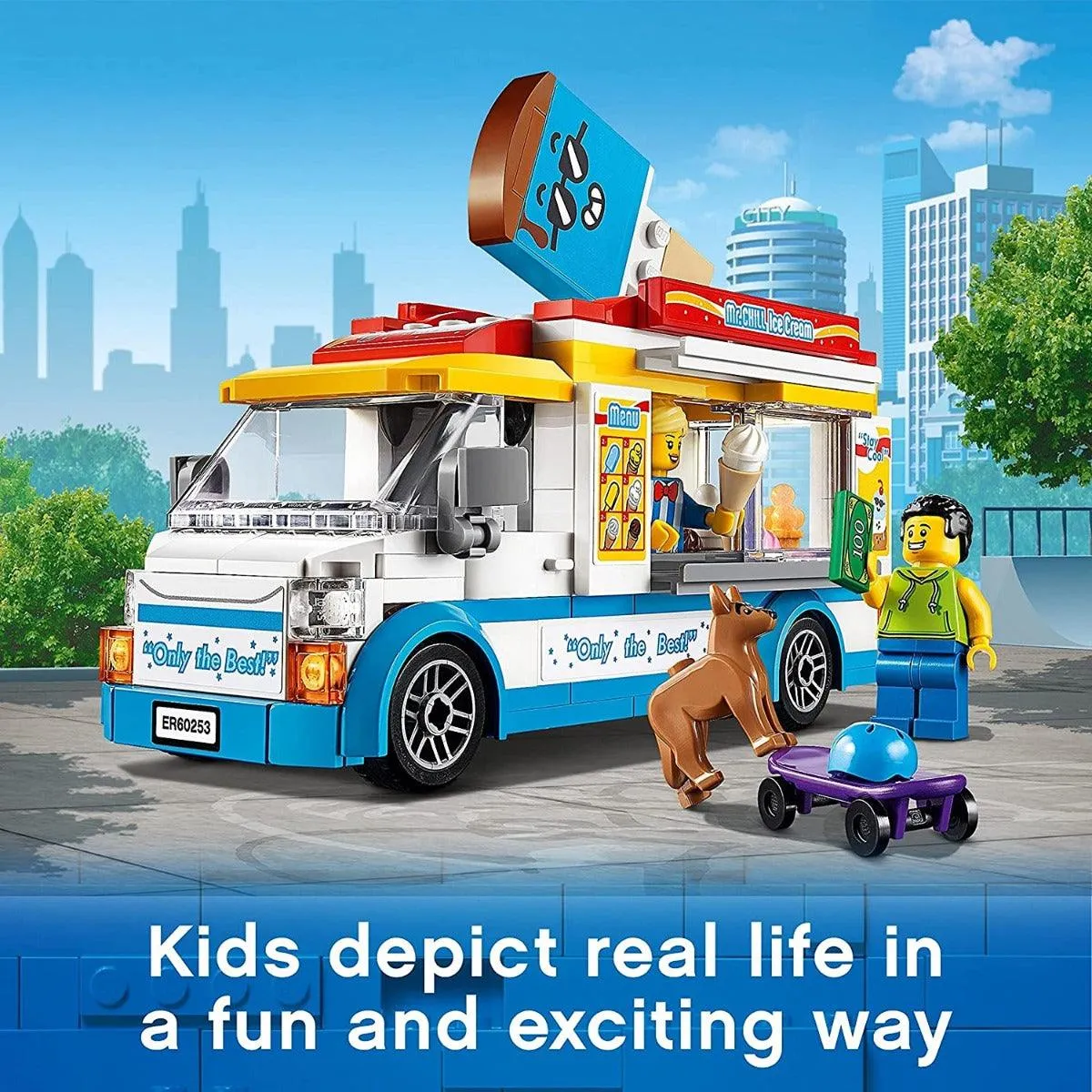 LEGO City Ice-Cream Truck Toy with Skater and Dog Figure Building Kit for Ages 5 