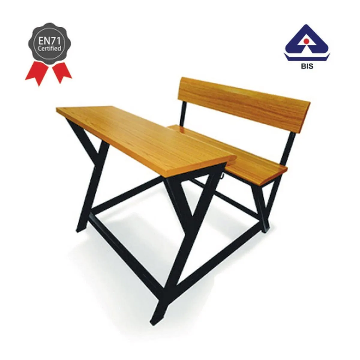 Ok Play Dual Desk, (Class IX - XII), Study Table, Chair & Table, Perfect For Home And School, Brown