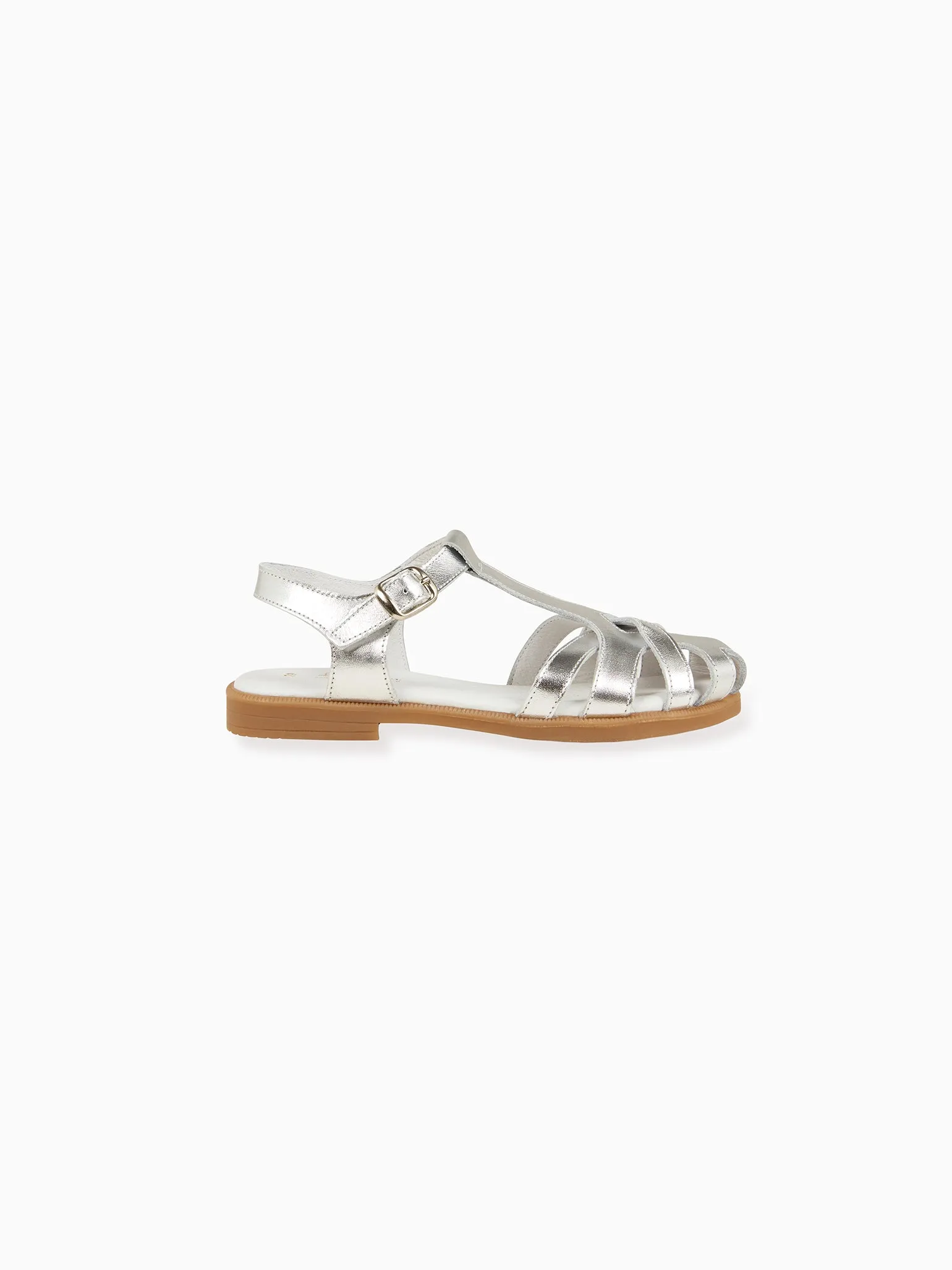 Silver Sofia Leather Girl Sandals